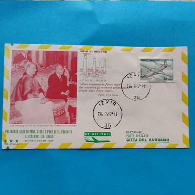 PAUL VI. UND S.E. SUNAY TÜRKISCHER PRÄSIDENT - UMSCHLAG FDC ERSTER TAG MIT BRIEFMARKE
