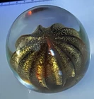 Murano Glass Italy Gold Adventurine Pumpkin inside Paperweight