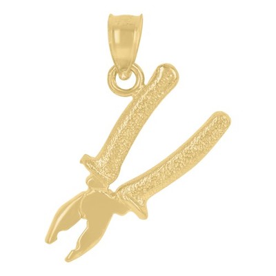 10kt Gelbgold strukturiert Unisex Zange Werkzeuge Charm Anhänger