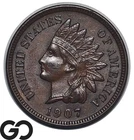 1907 Indian Head Cent Penny Choice Unc+, Sharp Feathers Dark Chocolate Brown