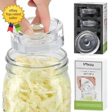 4 Pack Wide Mouth Mason Jar Glass Fermentation Weights Easy Grip Handle Pickling