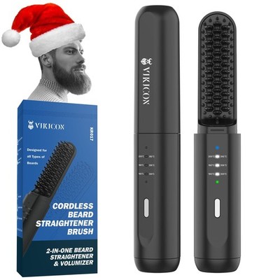 VIKICON Beard Straightener for Men: Cordless Heated Beard Brush for Men, Elec...