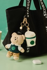 TWO Starbucks Singapore Exclusive Knitted Bearista Plush And Cup Pouch Keychain