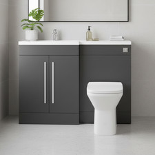 Bathroom Vanity Combination Toilet Basin WC Unit Grey  L Shaped RH/LH
