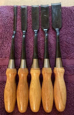 5pc Japanese Special Chisel Set 7, 16, 18, 21, 25mm  Hand Forged 10'' Long