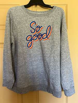 Old Navy Women's Gray Cotton Blend Knit Crewneck Long Sleeve Pullover L