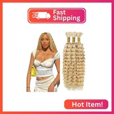  613 Honey Blonde Human Braiding Hair Deep Wave Bulk 12 12 12 Inch Blonde Deep W