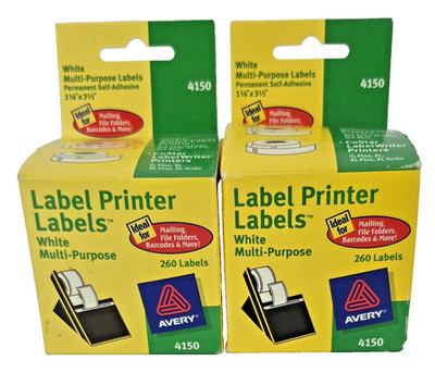 Avery 4150 White Multi-Purpose Label Printer Labels 260ct Roll Lot of 2