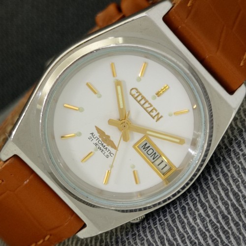 AUTOMATISCHE VINTAGE CITIZEN 8200 JAPAN HERRENUHR WEISSES ZIFFERBLATT a1649-U