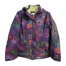 Columbia Ski Jacket Kids 14/16 Purple Spirograph Omni-Tech Waterproof Insulated