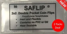 Saflip 2x2 Double Pocket Coin Flips 2 Packs of 50 Saflips 100 Long Term New