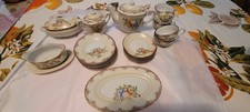 Vintage 25-Piece Made In Japan Porcelain Tea  Serving Set. Floral Gold Trim