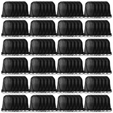 120Pcs Black Drawstring Backpacks Bulk String Bag Cinch Sack Pack Storage Kna...