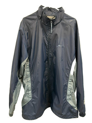 Vintage 1980's Nike Windbreaker Jacket Men's  Navy Blue Full Zip  Jacket  XXL