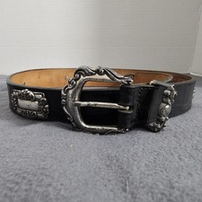 Vintage 1993 Brighton Belt S 42203 Silver Toned Conchos Women Small Leather USA