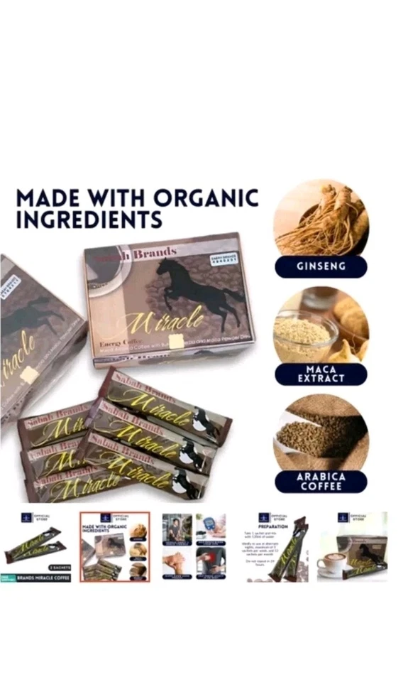 Miracle Coffee Sabah Brands 20 Sachets For Men and Women Energy Booster ORIGINAL - Image 4 of 4