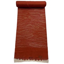 JAPANESE KIMONO FABRIC CLOTH BOLT PURE SILK REDDISH BROWN KOMON D5575