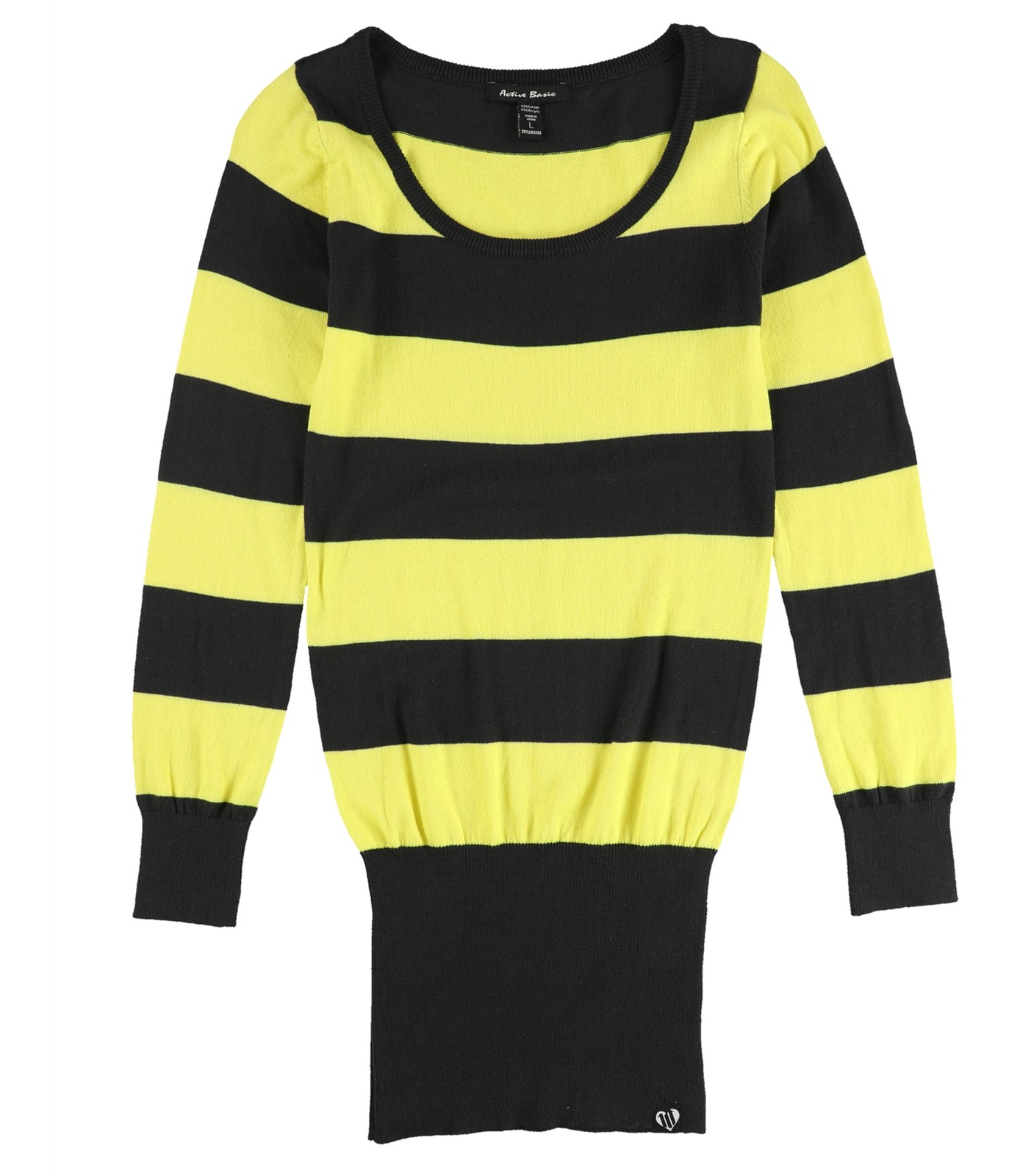 Active Basic Womens Striped Pullover Sweater, blk… - image 1