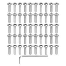 50pcs 10 24 x 3/4" Button Head Socket Cap Bolts Screws with Hex Spanner,Silver