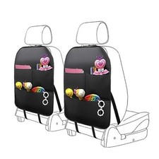 2 Pack PU Leather Kick Mat Back Seat Protector With 3 Storage Pockets,