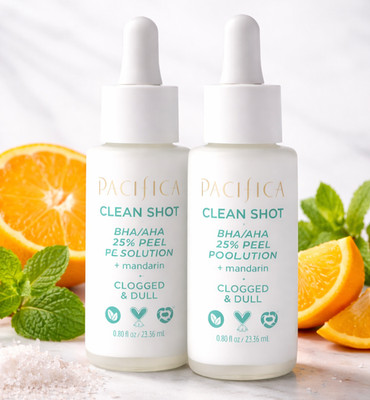 Pacifica Clean Shot BHA AHA 25% Peel Solution 2x 0.8oz Exfoliating Vegan NIB