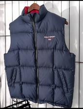 VTG 90's POLO SPORT Men  s Large Down Filled Puffy Vest Quilted Spell Out