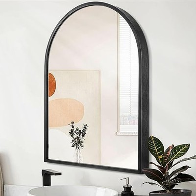 Heymirro Arched Wall Mirror 30x40 Inch - Black Metal Frame, HD Silver Plating, For Bathroom & Living Room - View #6