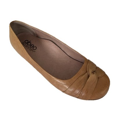 ABEO B.I.O. Terrie Ballet Flat Round Toe Leather Comfort Slip On Tan Brown 9 N