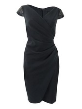 Alex Evenings Women's Beaded Sleeve Dress (10, Charcoal)