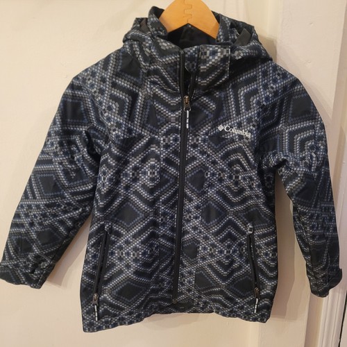 Columbia Youth Omni Heat Geo Pattern Jacket Black/Grey Outer Shell SMALL (7-8) - Picture 1 of 22