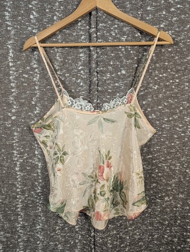 Vintage Inner Most Satin Lace Trim Floral Tank Top Women's Large - Picture 4 of 8