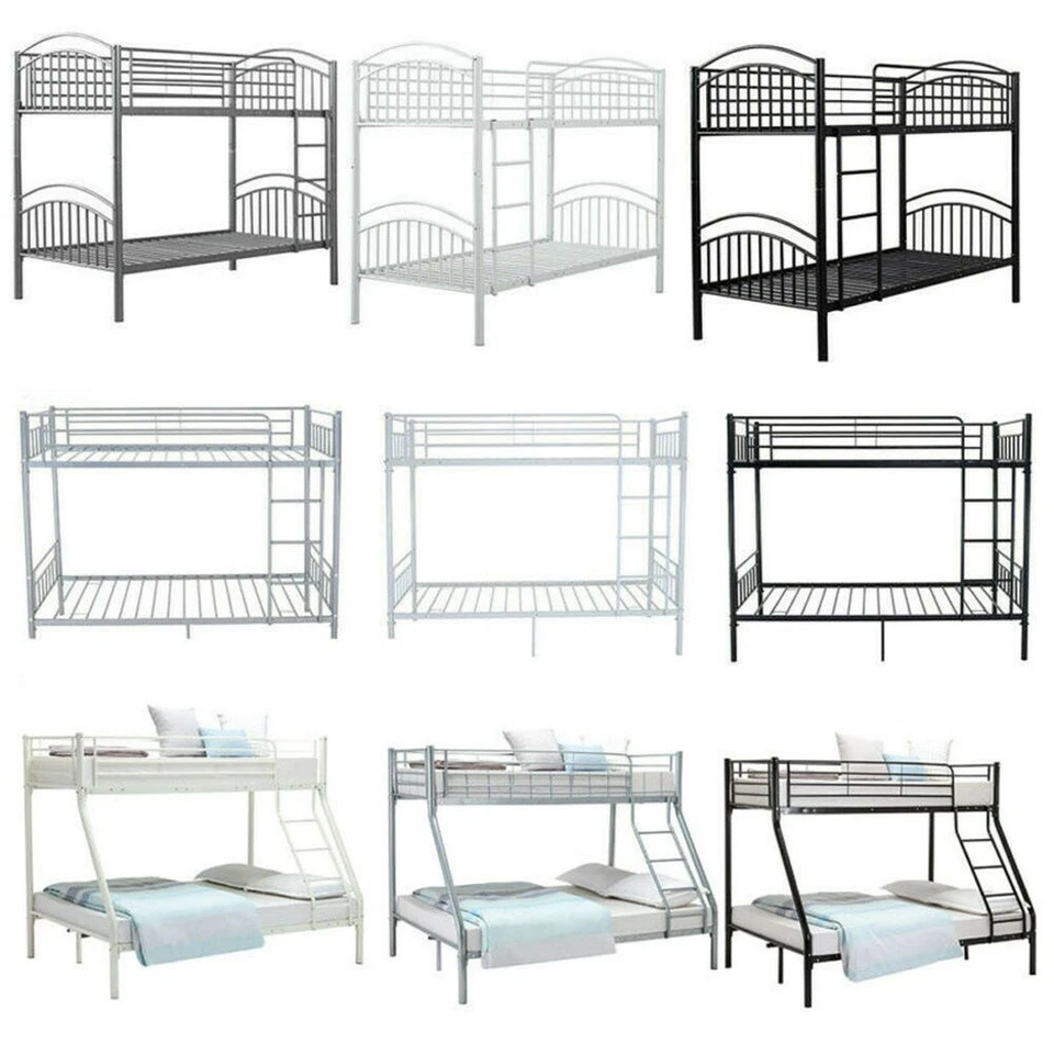 Metal Single & Triple Bunk Beds Frame Double & Single Kids Bedroom Furniture UK