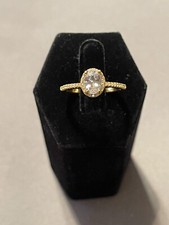 Yellow Gold Plated Sterling Silver 925 CZ Engagement Ring Size 7.5