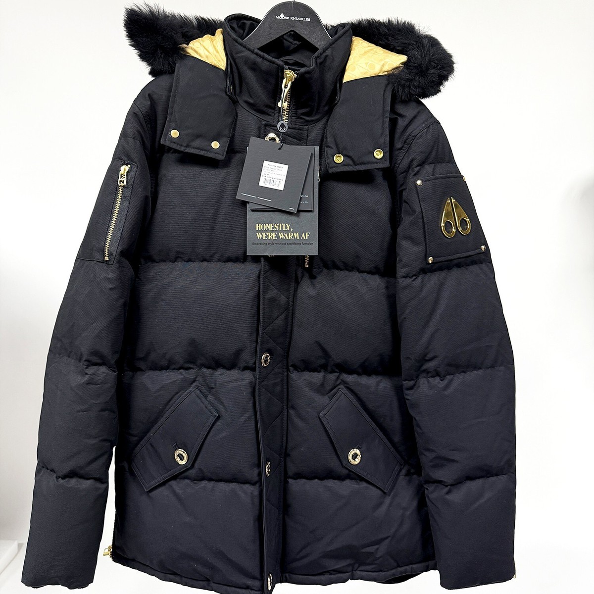 moose knuckles Sサイズ タグ反応着画あり NEW* Men Moose Knuckles GOLD SERIES SHEARLING 3Q JACKET Black