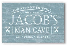 Personalized Man Cave Sign – “Eat. Drink. Be Lazy.” Custom Name Wall Art | Gift
