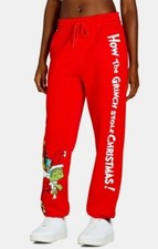Grinch NEW  Unisex Licensed Christmas sweat pants size XS 0-2 Red/green