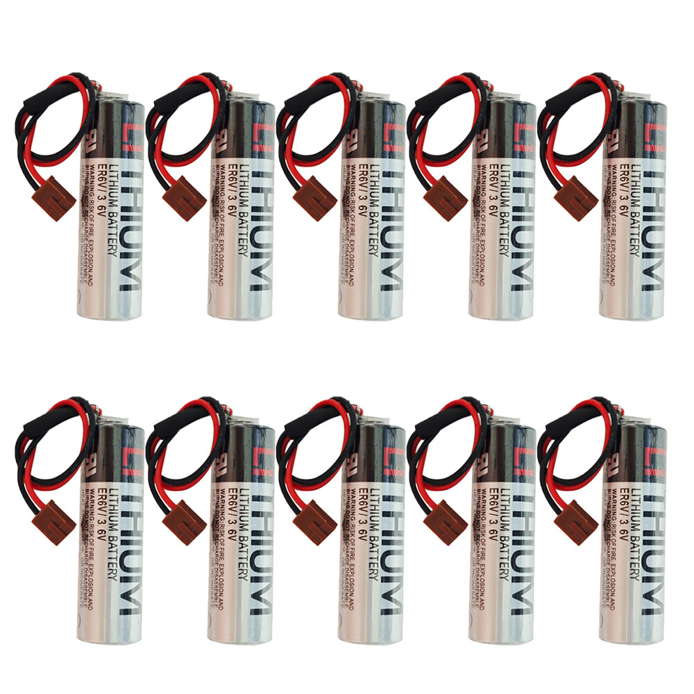 10pcs ER6V/3.6V 2400mAh TOSHIBA PLC replacement Battery with Small Brown Plug