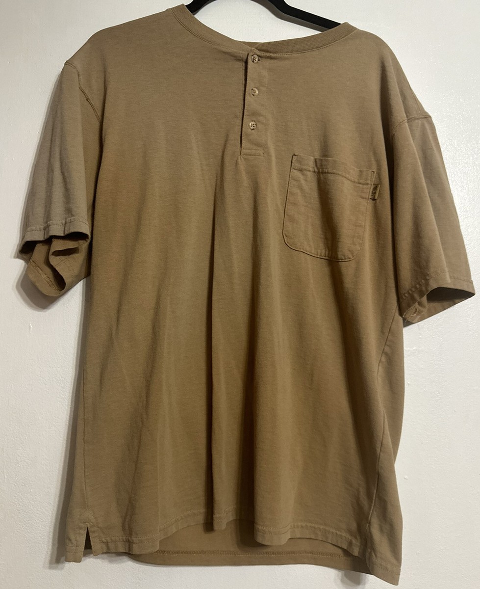 Walls Shirt Mens Size M Khaki Tough Tee Helney Collar Workwear