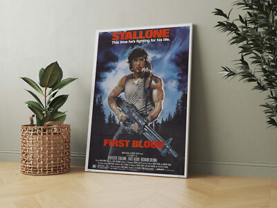 Rambo First Blood 1982 Classic Movie Poster - Leinwand - gerahmt oder Poster verfügbar
