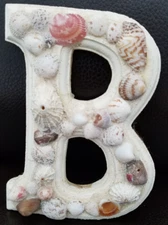 Art Minds Letter B Decorative Wood Incrustated with Sea Shells 6" Tall