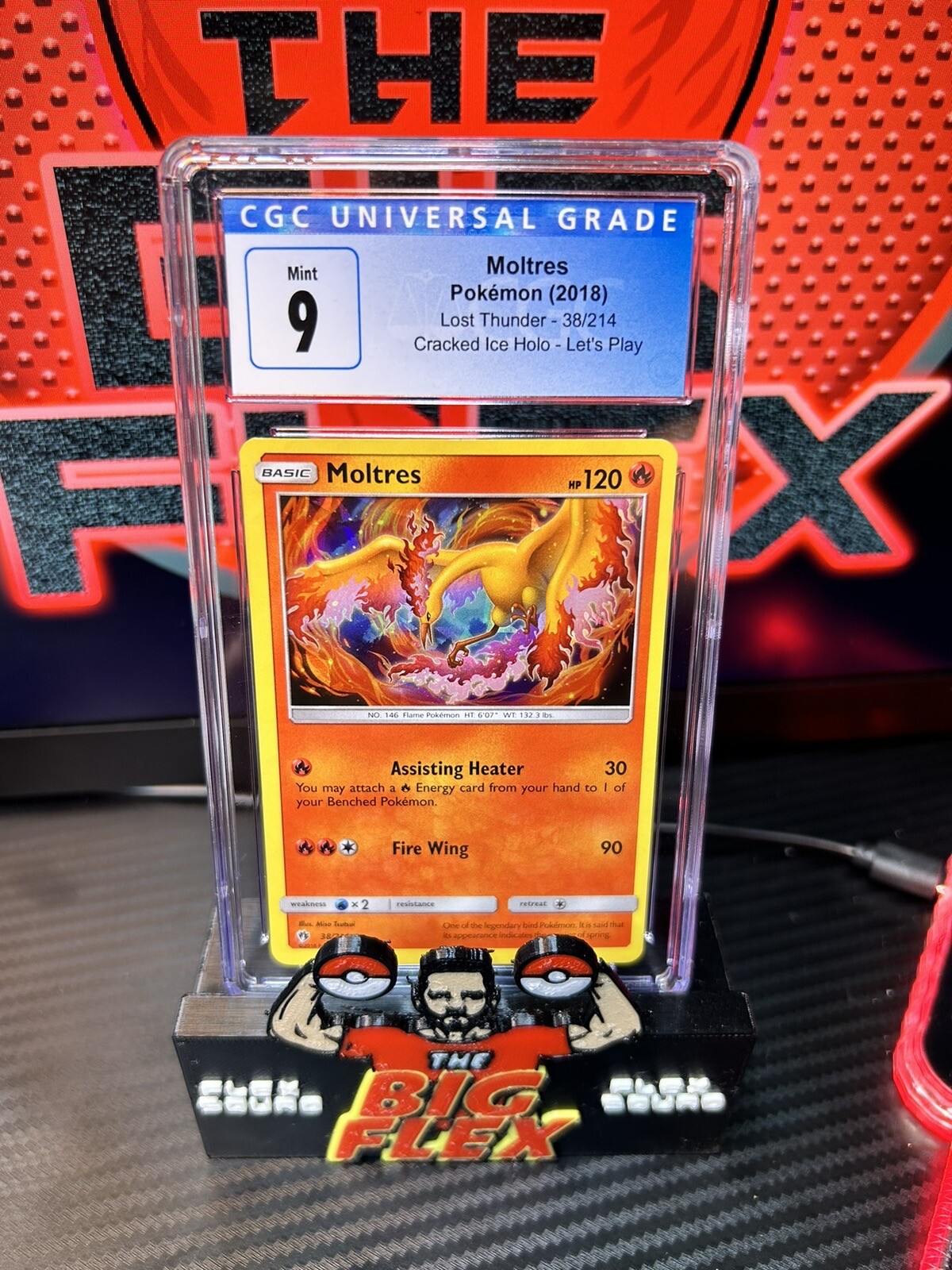 2018 Sun & Moon Pokemon Moltres Cracked Ice Lost Thunder 38/214 Cgc 9