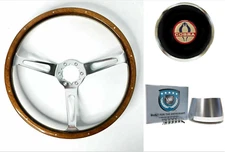 15" Walnut Steering Wheel Cobra Horn Button Adapter For 1968-1978 Ford Mustang