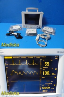 Datascope Passport 2LT Patient Monitor W/ Leads (NBP, ECG, SpO2 Masimo) ~ 34333