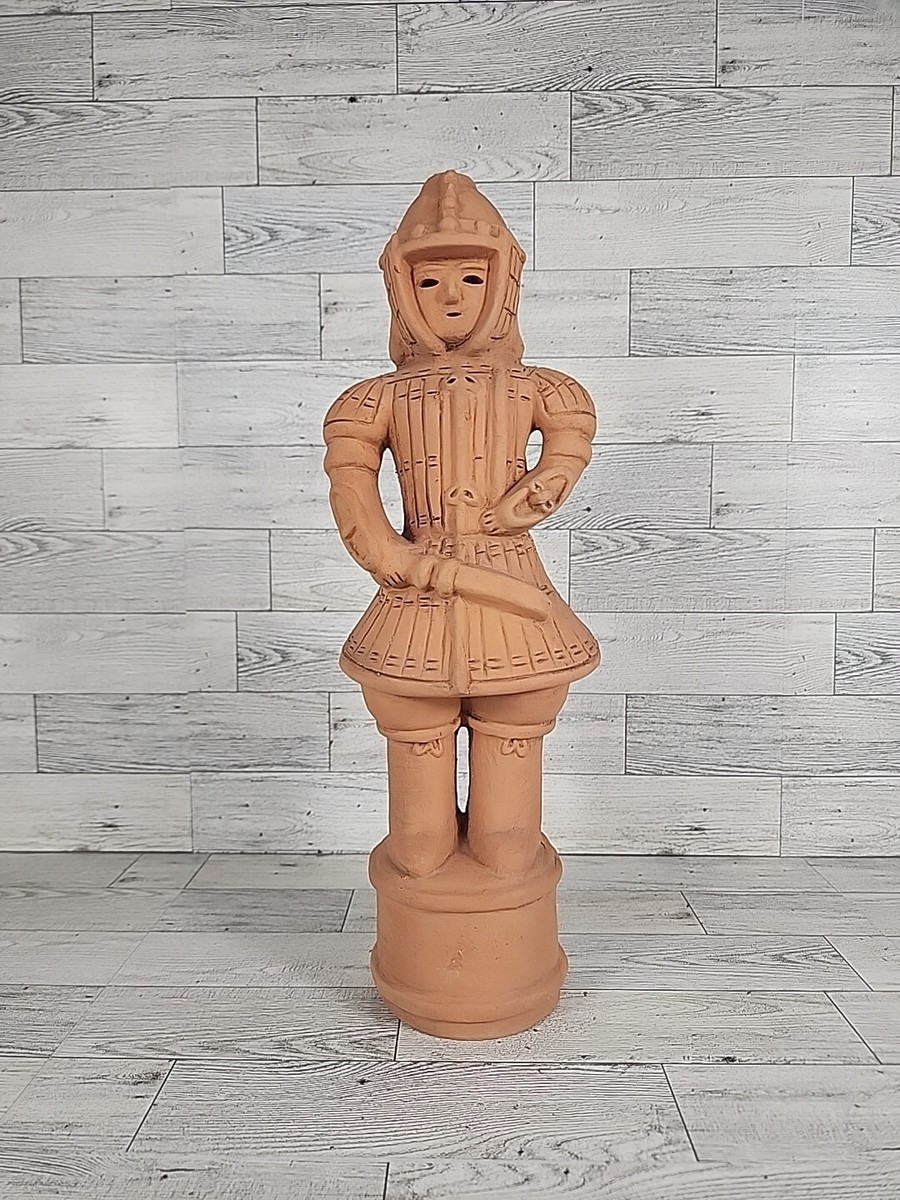 Japanese DOGU Clay Terracotta Kabuto Warrior Haniwa Statue 15