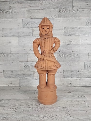 Japanese DOGU Clay Terracotta Kabuto Warrior Haniwa Statue 15" Garden Figure