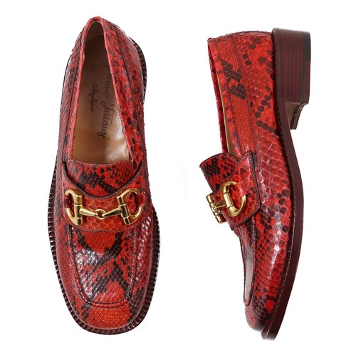 Nib 7500 silvano lattanzi python snakeskin loafers with metal detail 8
