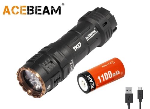 New AceBeam TK17 AL USB Charge 1400 Lumens LED Flashlight Torch - Afbeelding 1 van 6