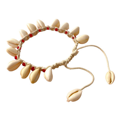 Natural Cowrie Shell Bracelet Beaded Hemp Macrame Beach Surfer Skater Accessory