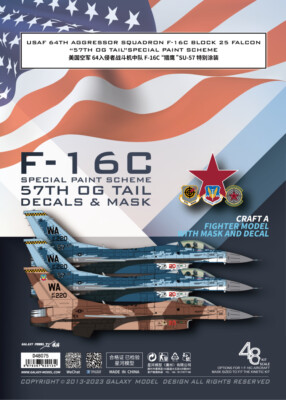 1/48 F-16C 57th OG Tail (NO.84-1220)Mask&Decal for Tamiya 61101/Kinetic K48102