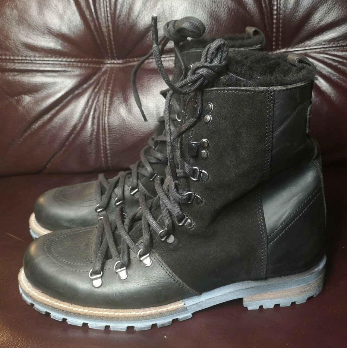Luxe De Leon Men\'s Leather Tierra Combat Boots, L113M-021, Ebony Size 11 EUR 44 Shoes | Luxe De Leon Mens Leather Tierra Combat Boots  main image 2